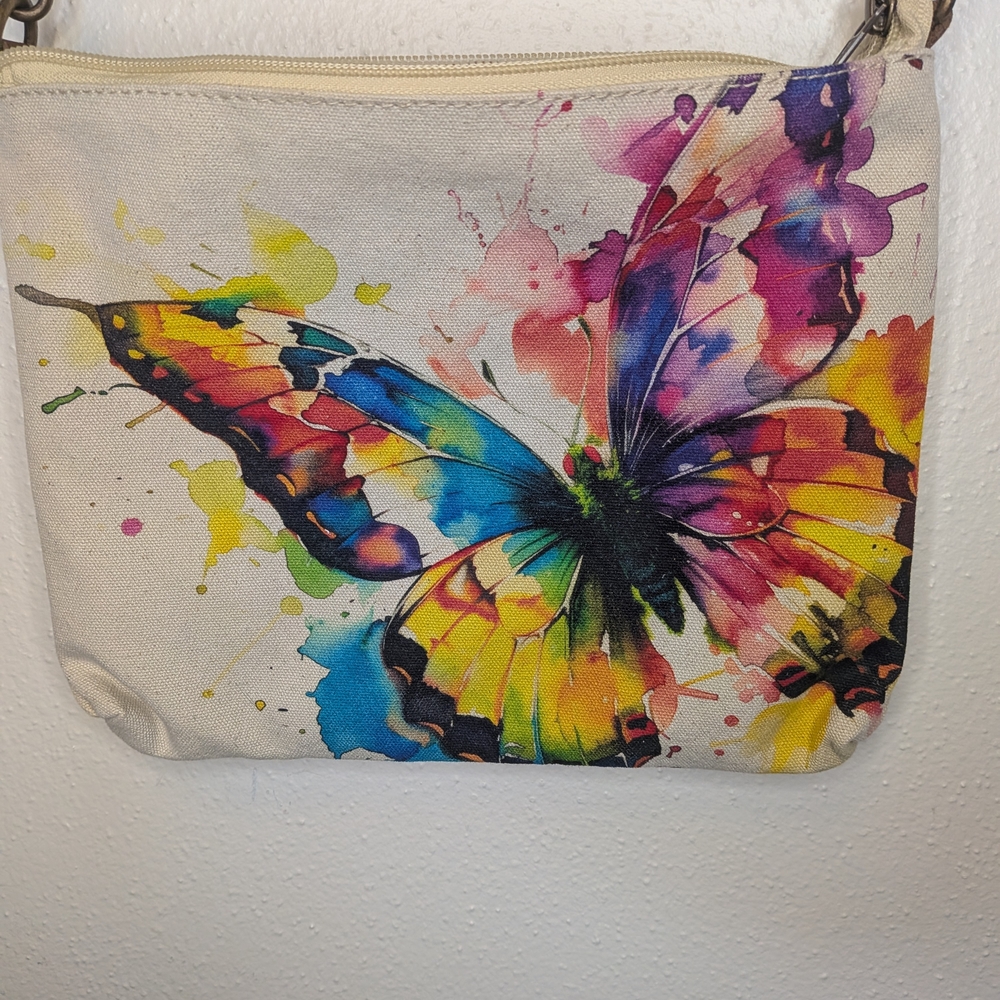 Colorful Butterfly Canvas Crossbody Bag